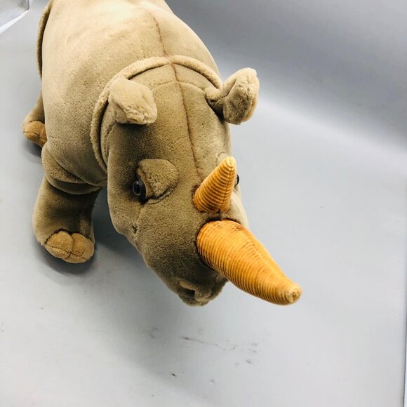 fine toy stuffed animal rhino gray plush safari medium 23x11" missing baby READ - Picture 2 of 10